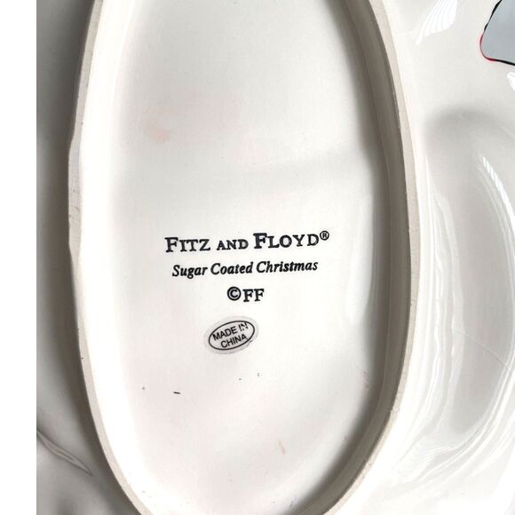 Fitz and Floyd Winter Snowman Canape Plate "Sugar Coated Christmas" 10" EUC - Picture 4 of 6